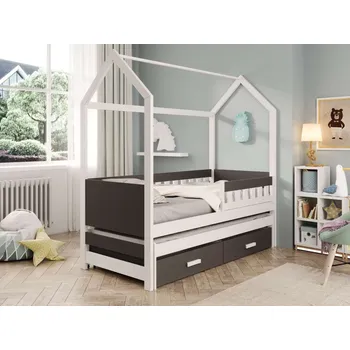 Dětská postel Domečková postel 80x180 s přistýlkou - Jaspis Barva: Bílá/Antracit