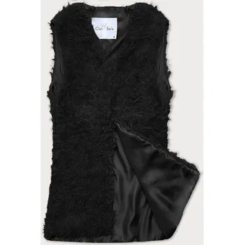 Dámská vesta Černá kožešinová vesta s dlouhým vlasem (1402) odstíny černé L (40)