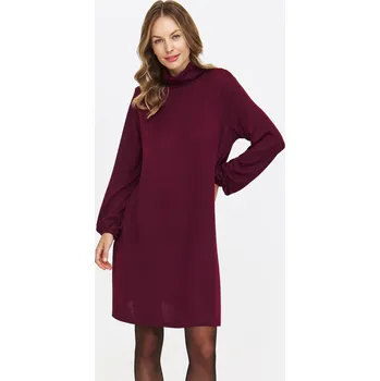 Dámské šaty Top Secret dámské šaty s rolákovým límcem bordó Velikost: 34