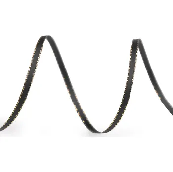 Stuha Atlasová stuha oboulící s lurexovým okrajem šíře 3 mm vánoční Varianta: 900 černá zlatá, Balení: 20 m