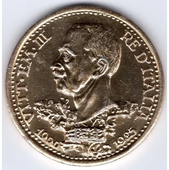 Sběratelství 24 - ITÁLIE. Viktor Emanuel III. 100 lire 1925. Kopie, eloxovaný hliník.
