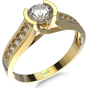 Prsten Couple, Oslnivý zásnubní prsten Flavia, zirkony a žluté zlato, vel. 55, prům. 17.5 mm, 585-52-1-0508.0Z00.0.55.001