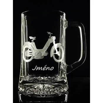 Sklenice půllitr Jawetta - ručně ryté (broušené) dárek pro motorkáře s vaším jménem