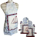 HOME ELEMENTS Dětská sada – zástěra a chňapka 50*70 + 10*22 cm, Plachetnice