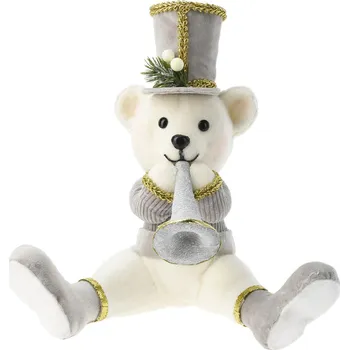 Figurka Figurka sedícího medvěda s trubkou 25 cm