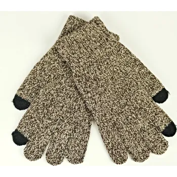 Rukavice PESAIL Pánské pletené prstové rukavice melír Barva: hnědá