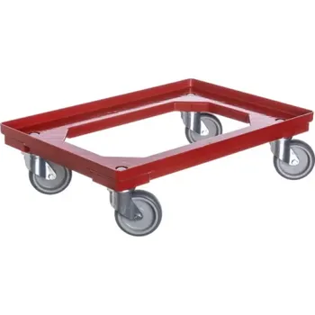 Plošinový vozík PLASTOVÝ VOZÍK S GUMOVÝMI KOLY O PRŮM. 100 MM, ROZM. 610 X 410 X 150 MM ČERVENÝ