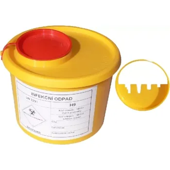 Odpadkový koš NÁDOBA NA MEDICINÁLNÍ ODPAD 1 L VČETNĚ UZÁVĚRU 105 x 143/ 120 MM (80KS/KARTON)