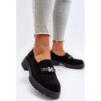 Dámské mokasíny VINCEZA Dámské semišové mokasíny s ozdobou černé Loraleima VINCEZA černá 3081980