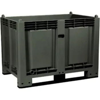 paleta PLASTOVÝ PŘEPRAVNÍ BOX ROZM. 1200 X 800 X 850 MM, 2 LIŽINY,TMAVĚ ŠEDÝ, OZN. 30185764