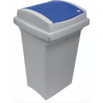 Odpadkový koš NÁDOBA NA TŘÍDĚNÝ ODPAD ŠEDÁ, OBJEM 50 L, MODRÉ VÍKO