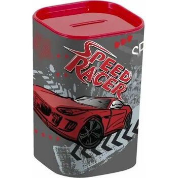 Pokladnička Pokladnička SPEED RACER 7,6x7,6x12cm, plast, otvír.
