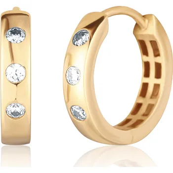 Náušnice Leru Zlaté náušnice kruhy 3 zirkony