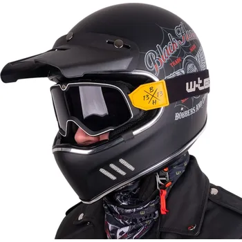 Helma na motorku W-TEC Black Heart Moto přilba Retron s brýlemi Dalhart Angerwheel Black - S (55-56)
