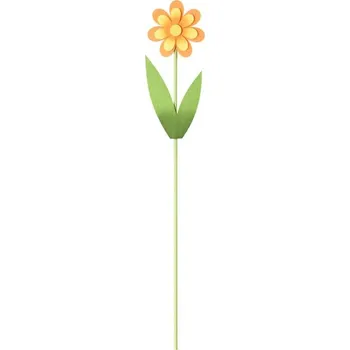 umělá květina Zápich textil 100x240 mm + tyčka květina, oranžovo žlutá