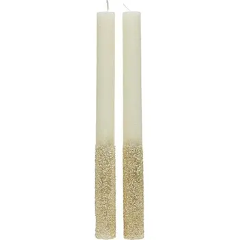 Svíčka Vánoční svíčky se zlatým zdobením 2ks, 2,2x25 cm