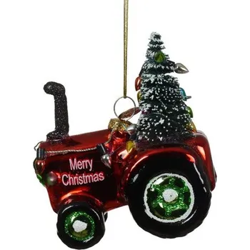Vánoční ozdoba Vánoční skleněná ozdoba traktor, 8,3x5,7x 9,7 cm