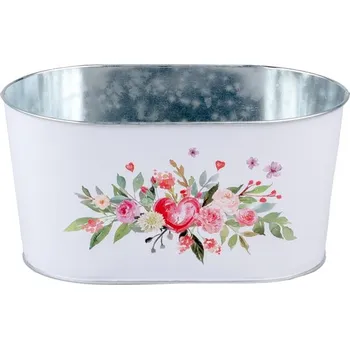 Květináč Květináč plechový oválný kytice v barevném provedení 225x135x115 mm 159 gram