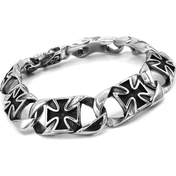Náramek Steel Jewelry Náramek masivní maltézský kříž z chirurgické oceli NR230901 délka: 24 cm dárkové balení zdarma