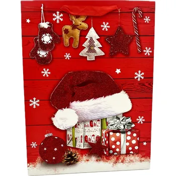 Dárková taška Giftee Velká dárková taška - Vánoční čepice 30x40 cm