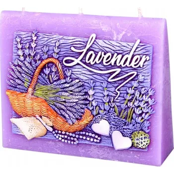 Svíčka Svíčka LEVANDULE OBÁLKA zdobená vyřezávaná vonná 13x11x4cm