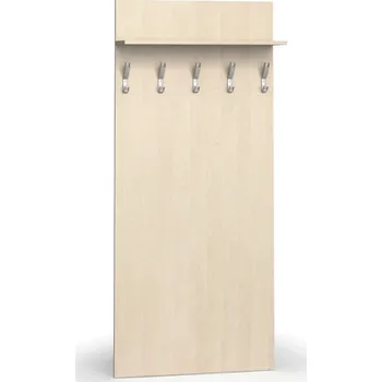 Věšák B2B Partner Věšáková stěna PRIMO WOOD, 5 háčků, police, léta svisle, bříza