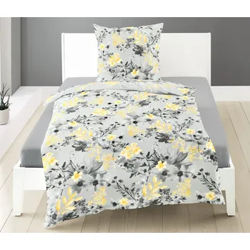 Povlečení Bierbaum povlečení bavlněný satén 6475 Yellow Garden 140x200/70x90 cm