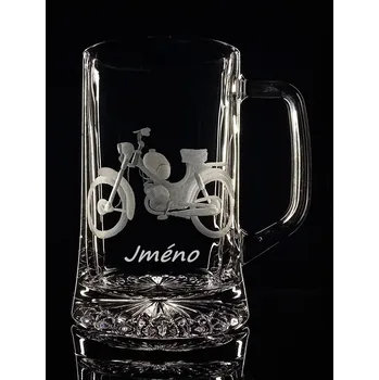Sklenice půllitr s rytinou Stadion s22, s vaším jménem - ručně ryté (broušené) dárek pro motorkáře