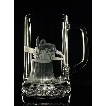 Sklenice půllitr pro dřevorubce, lesáka - ručně ryté (broušené)