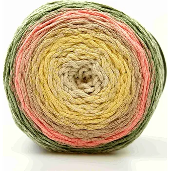 Příze Chainy Cotton Cake ReTwisst 05 variace smetanová, žlutá, lososová, zelená