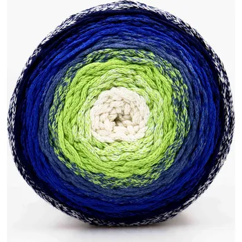 Příze Chainy Cotton Cake ReTwisst 07 bílá, zelená, modrá