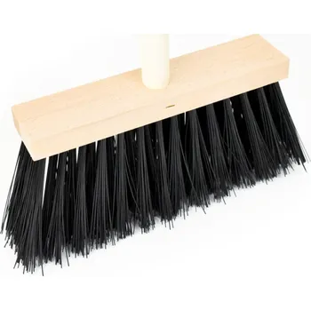 Koště průmyslové, 25x6cm, s násadou 120cm, vlákno 12cm PET černé