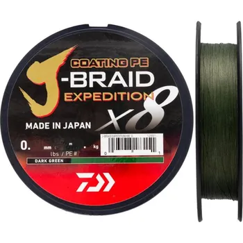 Daiwa Splétaná Šnůra J-Braid Expedition X8E Dark Green 150 m - 0,22 mm 19,5 kg