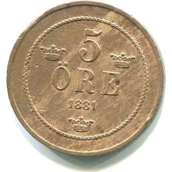ŠVÉDSKO. 5 öre 1881.