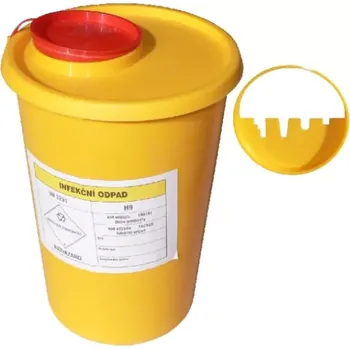 Odpadkový koš NÁDOBA NA MEDICINÁLNÍ ODPAD 2 L VČETNĚ UZÁVĚRU 200 x 143/109 MM (60KS/KARTON)