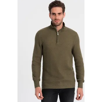 Pánský svetr Pánský svetr OMBRE OM-SWZS-0105 OLIVE L