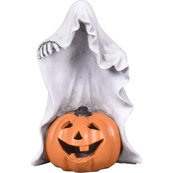 Vánoce Duch HALLOWEEN s dýní LED polyresinový 12x10x18cm