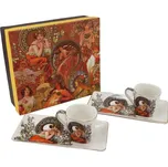 HOME ELEMENTS Espresso set 2 šálky, 90 ml, s podtácky, Mucha světlý