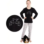 Dívčí pyžamo Betty Mode vel. 164 černé se šedou pejsci