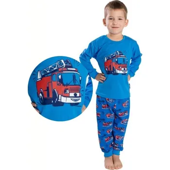 Betty Mode (ušito v ČR) Chlapecké pyžamo hasiči Středně modré 92,98,122,128,140