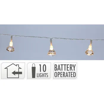 Vánoce Svítící řetěz s 10 LED zvonky, délka 1 m