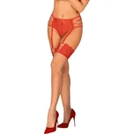 Obsessive - krajkové punčochy (červené-přírodní) - L/XL