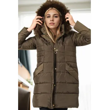 Dámská bunda Z6745 DEWBERRY WOMEN'S COAT-KHAKI-1 dewberry hnědá 3068736