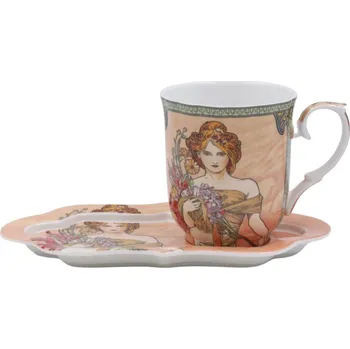 HOME ELEMENTS Hrnek 360 ml, s podtáckem, Mucha Jaro