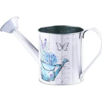 Konev Konvička plechová 300x115x145mm design konev s květinami, barevná 162 gram