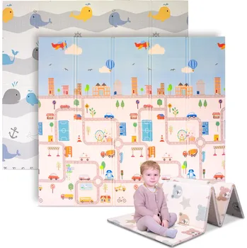 podložka na cvičení inSPORTline Skládací dětská podložka Michlino 180x200x1,2 cm Město/Velryby