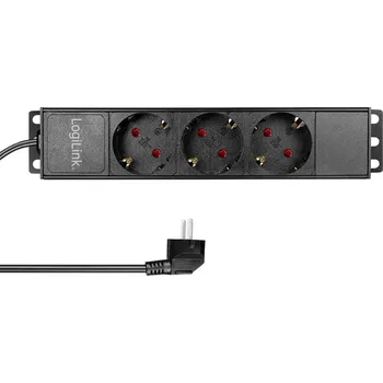 Příslušenství pro DJ techniku LogiLink PDU3B01 10 palec zásuvková lišta pro datové skříně hliníkový profil stříbrná, černá