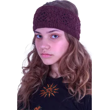 Zimní čelenka Vlněná háčkovaná čelenka Bardia Brown