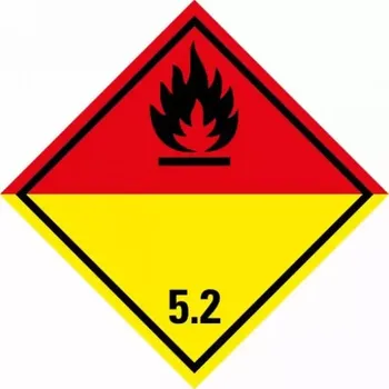 Značení ADR NÁLEPKA SAMOLEPÍCÍ - TŘÍDA 5.2 ORGANICKÉ PEROXIDY - ČERNÝ PLAMEN (10 x 10 CM) OZN. 290052