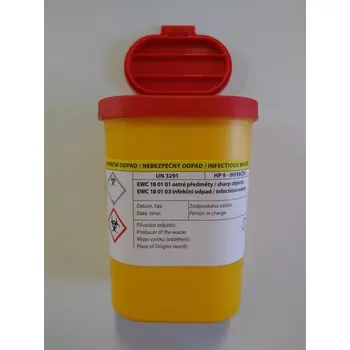 Odpadkový koš NÁDOBA NA MEDICINÁLNÍ ODPAD 0,375 L VČETNĚ UZÁVĚRU 118 x 93/62 MM (120KS/KARTON)